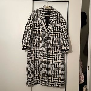Zara Houndstooth Long Oversize Coat